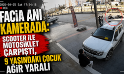 FACİA ANI KAMERADA: SCOOTER İLE MOTOSİKLET ÇARPIŞTI, 9 YAŞINDAKİ ÇOCUK AĞIR YARALI