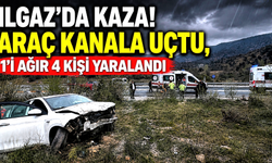 ILGAZ’DA KAZA! ARAÇ KANALA UÇTU, 1’İ AĞIR 4 KİŞİ YARALANDI