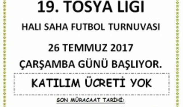 TOSYA SPOR ÖNCÜLÜĞÜNDE HALI SAHA TURNUVASI BAŞLIYOR...