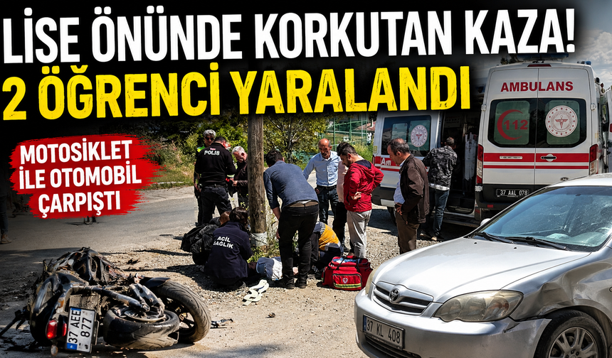 LİSE ÖNÜNDE CAN PAZARI! MOTOSİKLET İLE OTOMOBİL ÇARPIŞTI