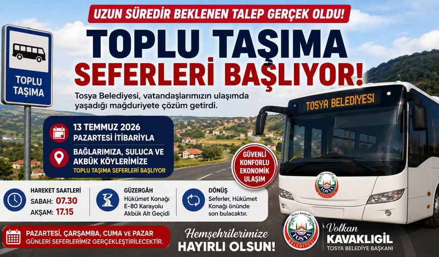 TOSYA BELEDİYESİ ULAŞIMDA YENİ DÖNEMİ BAŞLATIYOR!